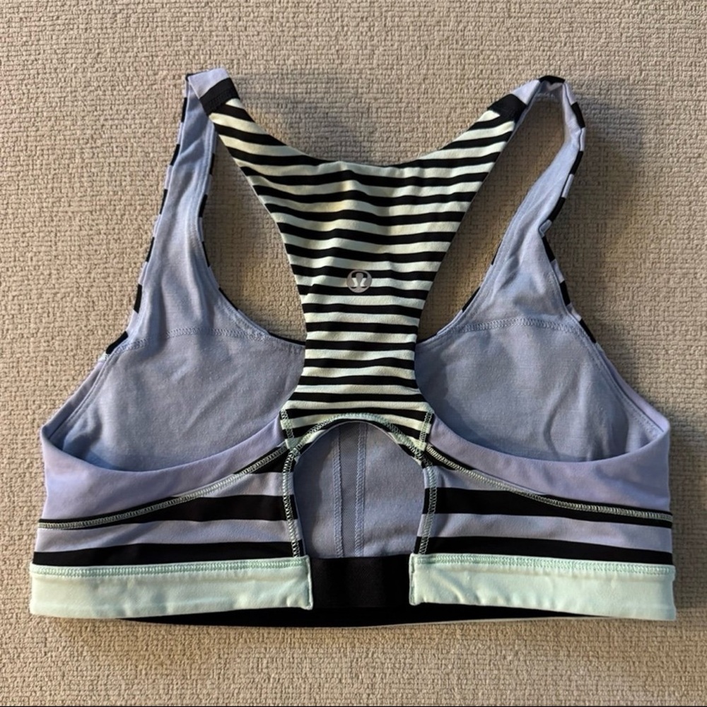 Lululemon Bra size 6 stripe purple black women’s top sports bra